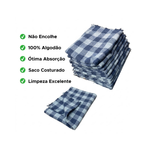 Kit Com 10 Sacos Xadrez Alvejado Multiuso Cozinha Limpeza