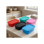 Kit Com 5 Potes Retangulares 1100ml Com tampa Colorida Organizador Alimentos Marmita
