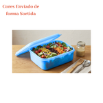 Kit Com 5 Potes Retangulares 1100ml Com tampa Colorida Organizador Alimentos Marmita