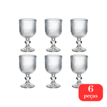 Jogo 6 Taças Lotus Clear 270ml Vidro Transparente Elegante Para Água Suco Drinks