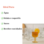 Jogo 6 Taças Lotus Clear 270ml Vidro Transparente Elegante Para Água Suco Drinks