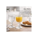 Jogo 6 Taças Lotus Clear 270ml Vidro Transparente Elegante Para Água Suco Drinks