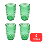Kit 4 Copos Venus Vidro Abacaxi 370ml Água Suco Mesa Posta