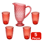 Kit Jarra + 4 Copos Venus Vidro Abacaxi Para Água Sucos Bebidas Geladas 1200ml