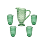 Kit Jarra + 4 Copos Venus Vidro Abacaxi Para Água Sucos Bebidas Geladas 1200ml
