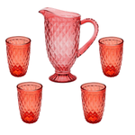 Kit Jarra + 4 Copos Venus Vidro Abacaxi Para Água Sucos Bebidas Geladas 1200ml