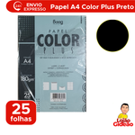 PAPEL A4 180G COLOR PLUS PRETO C 25 FOLHAS