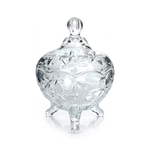 Bomboniere De Vidro Com Tampa e Tripé 500ml Transparente Porta Doces