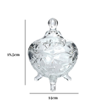 Bomboniere De Vidro Com Tampa e Tripé 500ml Transparente Porta Doces