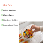 Bomboniere De Vidro Com Tampa e Tripé 500ml Transparente Porta Doces
