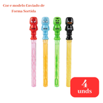Kit 4 Bastões Lança Bolhas Heróis 37cm Brinquedo Infantil Sortido