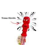 Kit 4 Bastões Lança Bolhas Heróis 37cm Brinquedo Infantil Sortido