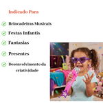 Kit Microfone Infantil Com Luz Som Música e Óculos