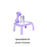 Mesa Projetora Lousa Mágica Infantil Brinquedo De Desenhar Pintar Colorir Acompanha Desenho Projetor