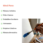 Pincel Chato Cabo Longo 2301-12 Artístico Escolar Artesanato Pintura