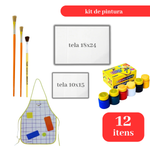 Kit de Pintura Infantil Com Tela Tintas Pincel e Avental Educativo