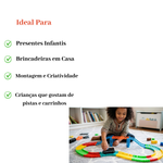 Pista De Trilhos Aventura Maluca 108 Peças Brinquedo Infantil Montar Carrinhos