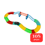 Pista De Trilhos Aventura Maluca 108 Peças Brinquedo Infantil Montar Carrinhos