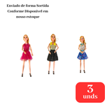 Kit Com 3  Bonecas Articulada Com Roupa Sortida Brinquedo Infantil Presente Menina