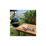 Kit Jogo de Facas 7 Peças Churrasco Gourmet com Tábua Madeira Tesoura e Garfo Aço Inox