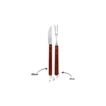 Kit Jogo de Facas 7 Peças Churrasco Gourmet com Tábua Madeira Tesoura e Garfo Aço Inox