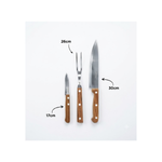 Kit Churrasco 5 Peças com Tábua de Madeira Suporte Magnético Faca Garfo Aço Inox