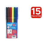 Kit 15 Pacotes De Canetinhas Com 6 Cores Hidrográfica Não Mancha Para Lembrancinhas e Revenda