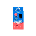 Kit 12 Marcadores Permanentes Slim Preto Ou Azul  Ponta Redonda 1 Até 2mm Tinta Permanente