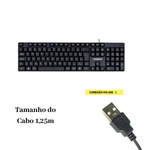 Teclado com Fio USB OfficeEasy ABNT2 Preto Plug Play para PC Notebook Computador