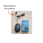 Mouse com Fio USB MO1000 Essentia 1200 DPI Óptico para PC Notebook Windows e Mac