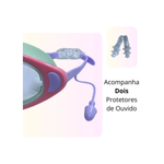 Kit Óculos de Natação Adulto Antiembaçante UV Estojo Protetor Auricular Piscina