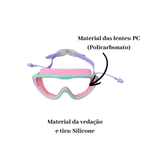 Óculos de Natação Antiembaçante Estojo 2 Pares Protetor Auricular Piscina