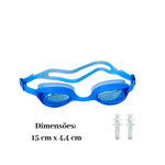 Kit Óculos Natação Antiembaçante Porta Óculos Protetor Auricular Piscina Ajustável
