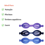 Kit Óculos Natação Antiembaçante Porta Óculos Protetor Auricular Piscina Ajustável