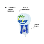 Kit Frescobol com 2 Raquetes e 1 Bolinha Sortido Brinquedo Praia Campo Lazer Verão