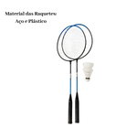 Kit Badminton com 2 Raquetes de Aço e 2 Petecas Esporte Lazer Praia Recreação Sortidos
