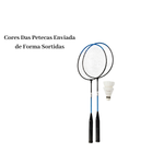 Kit Badminton com 2 Raquetes de Aço e 2 Petecas Esporte Lazer Praia Recreação Sortidos