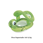 Boia Infantil Tartaruga Com Fralda E Para Sol Inflável Bebê Até 15kg Piscina Verão PVC