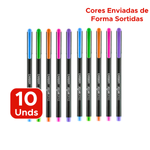 Kit Com 10 Unidades Canetas Esferográfica 0.7mm Carbon Ponta Fina Sortidas