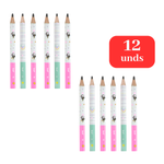 Kit 12 Lápis Big HB Triangular Infantil Resina Sem Borracha Unicórnio Escolar Sortido Revenda