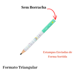 Lápis Big HB Unicórnio Magic Triangular Infantil Resina Sem Borracha Escolar Alfabetização Sortido