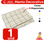 Manta Decorativa 100% Algodão 2,35x1,66m Para Sofá Cama Protetora