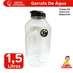 Garrafa de Água 1500ml 1,5 Litros Transparente Cristal com Tampa Suco Bebidas