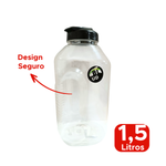 Garrafa de Água 1500ml 1,5 Litros Transparente Cristal com Tampa Suco Bebidas