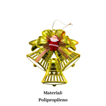 Enfeite Sino De Natal Dourado 19x18cm Árvore e Guirlanda
