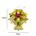 Enfeite Sino De Natal Dourado 19x18cm Árvore e Guirlanda