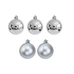 Kit 5 Bolas De Natal Prata Fosca E Brilhante 8cm Para Árvore Decoração Natalina Enfeite Natal