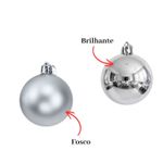 Kit 5 Bolas De Natal Prata Fosca E Brilhante 8cm Para Árvore Decoração Natalina Enfeite Natal