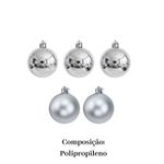 Kit 5 Bolas De Natal Prata Fosca E Brilhante 8cm Para Árvore Decoração Natalina Enfeite Natal