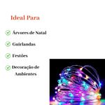 Fio de Cobre 5 Metros 50 LEDs Coloridos à Pilha Natal Pisca Pisca
